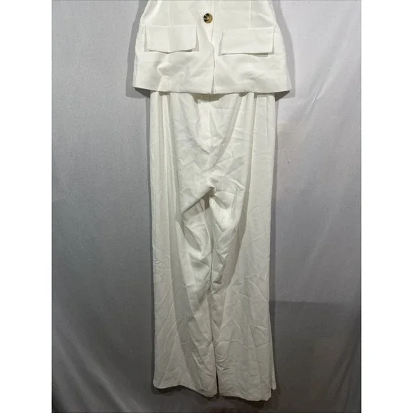 NEW $277 AMANDA UPRICHARD [ Medium ]‎ Yadira Strapless Jumpsuit White #J2030 - Picture 10 of 16